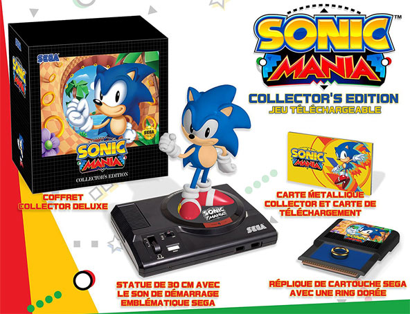 Coffret édition collector Sonic Mania PS4 Xbox Sega 2017 Sonic-Mania-edition-collector-PS4-Xbox-One-Statue-Megadrive-Sega